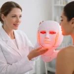 Red light therapy facial treatment for anti-aging and skin rejuvenation