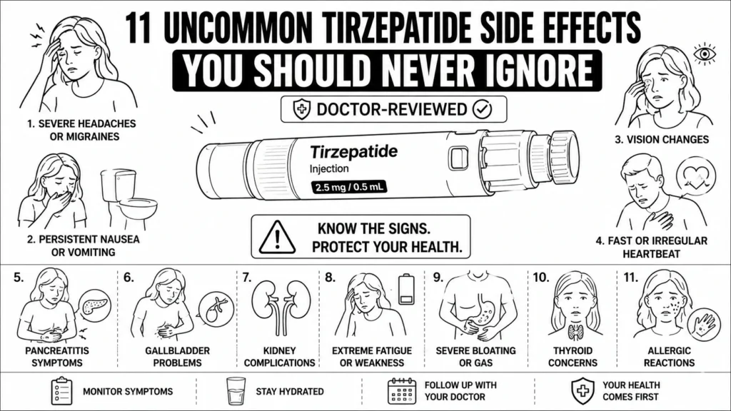 uncommon sideeffects of tirzepatide