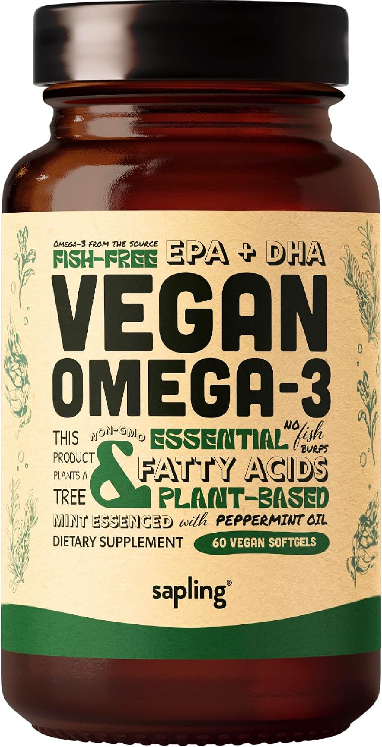 Plant-based omega-3 supplement bottle